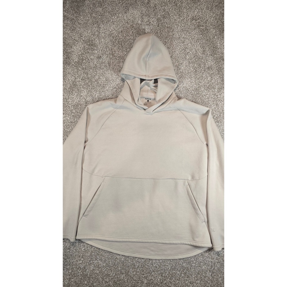 Hurley Mens XL Waffle Knit Hoodie Beige HFA25VMP-19012 Raglan Sweatshirt